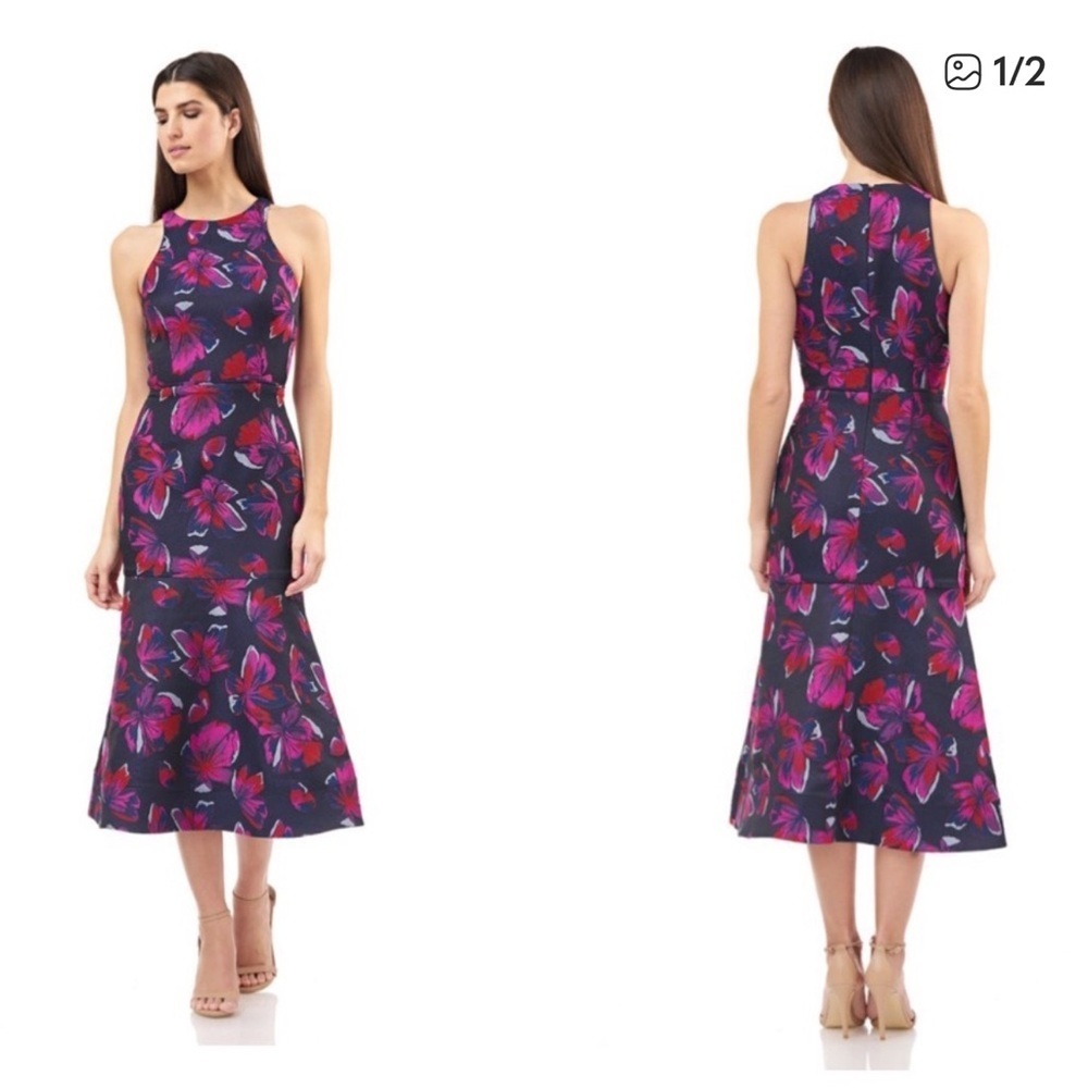 JS Collections NWT Jacquard Romantic Floral Sleeveless occasions Mermaid Dress